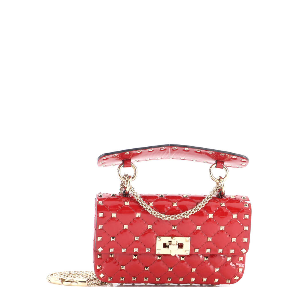 Valentino Garavani Small Rockstud Spike Flap Bag Quilted Patent